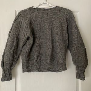 Cropped hand knitted wool sweater